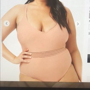 Forever 21 plus curve stripe nude swimsuit 3X new